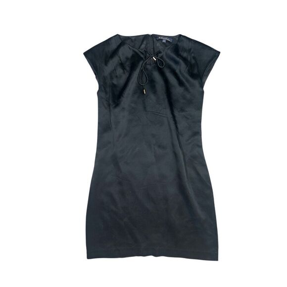 Brooks Brothers 100% Silk Black Sleeveless Slip Mini Dress Tie Tunic Shift 6 - Picture 1 of 11